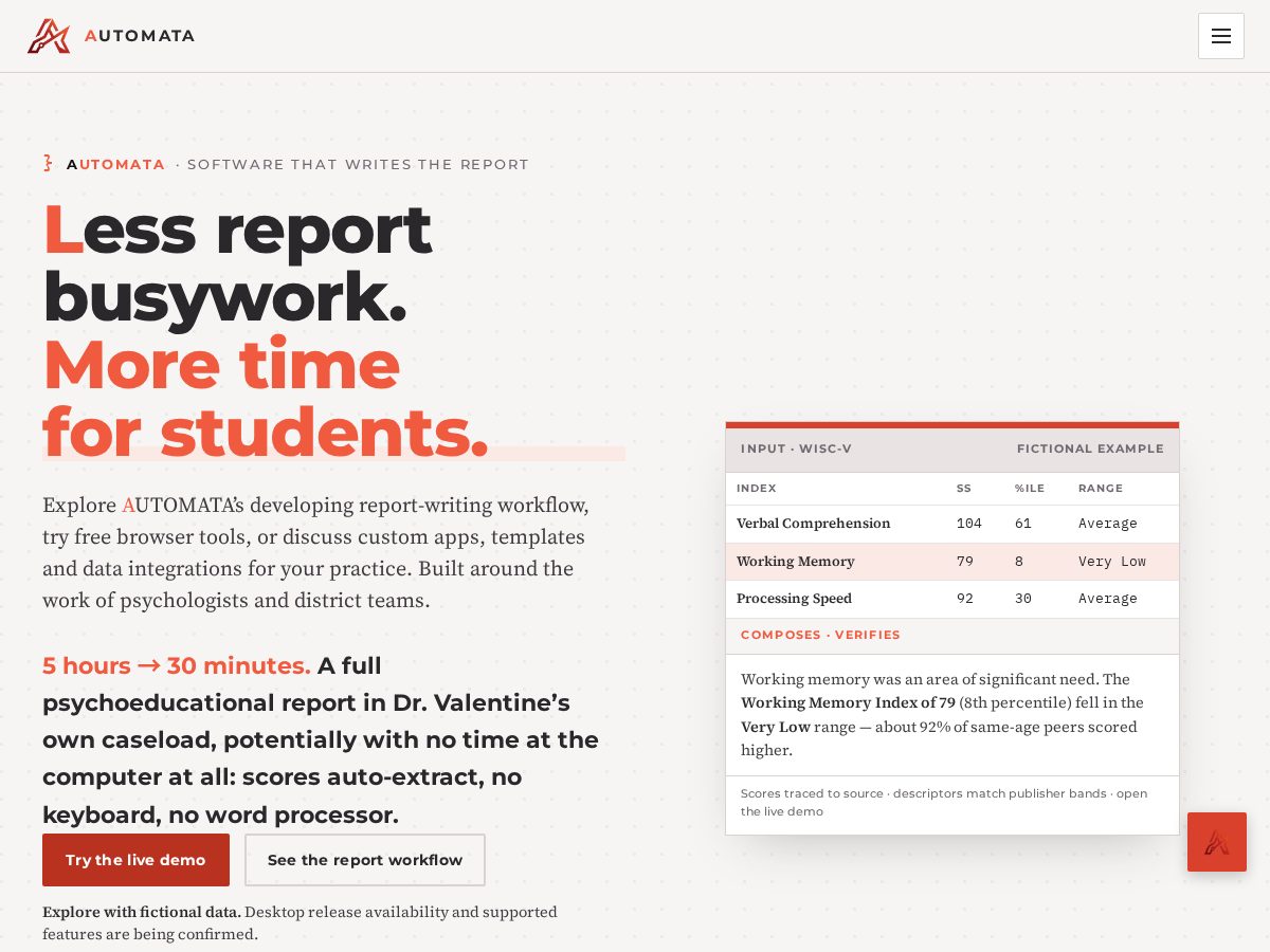 Landing-page snapshot of automatareports.com