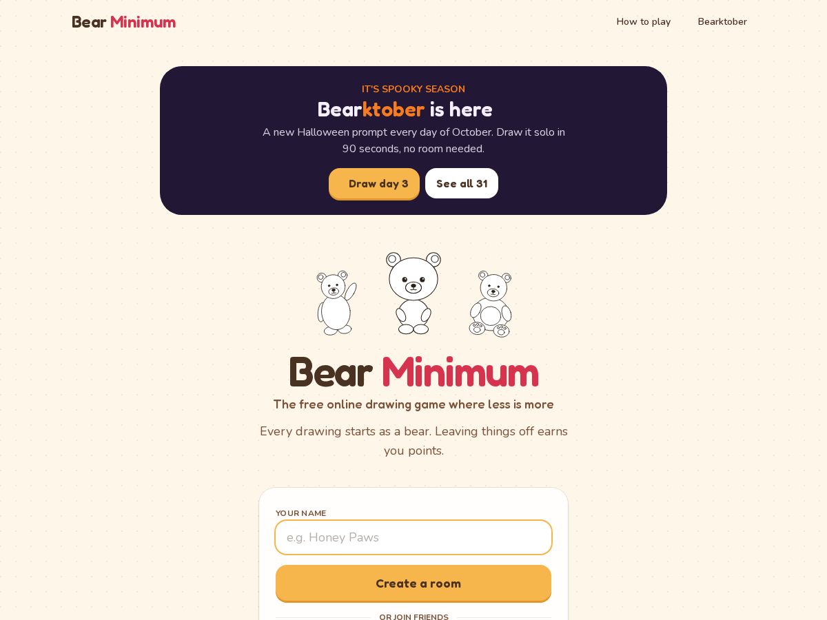 Landing-page snapshot of bear-minimum.app
