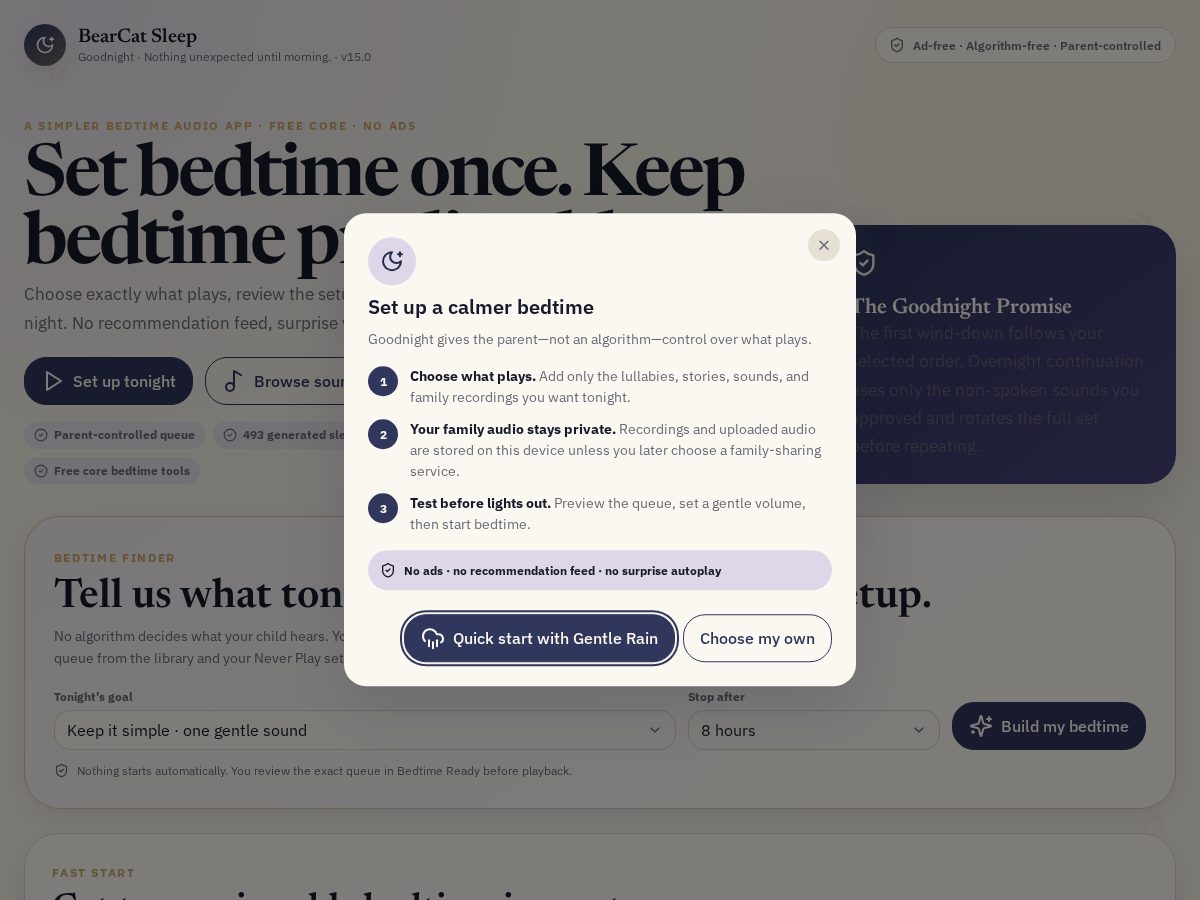Landing-page snapshot of bearcatsleep.com