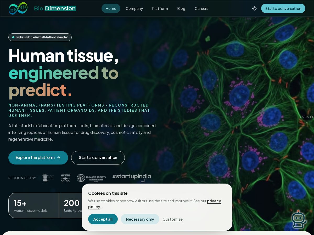 Landing-page snapshot of biodimensionlabs.com