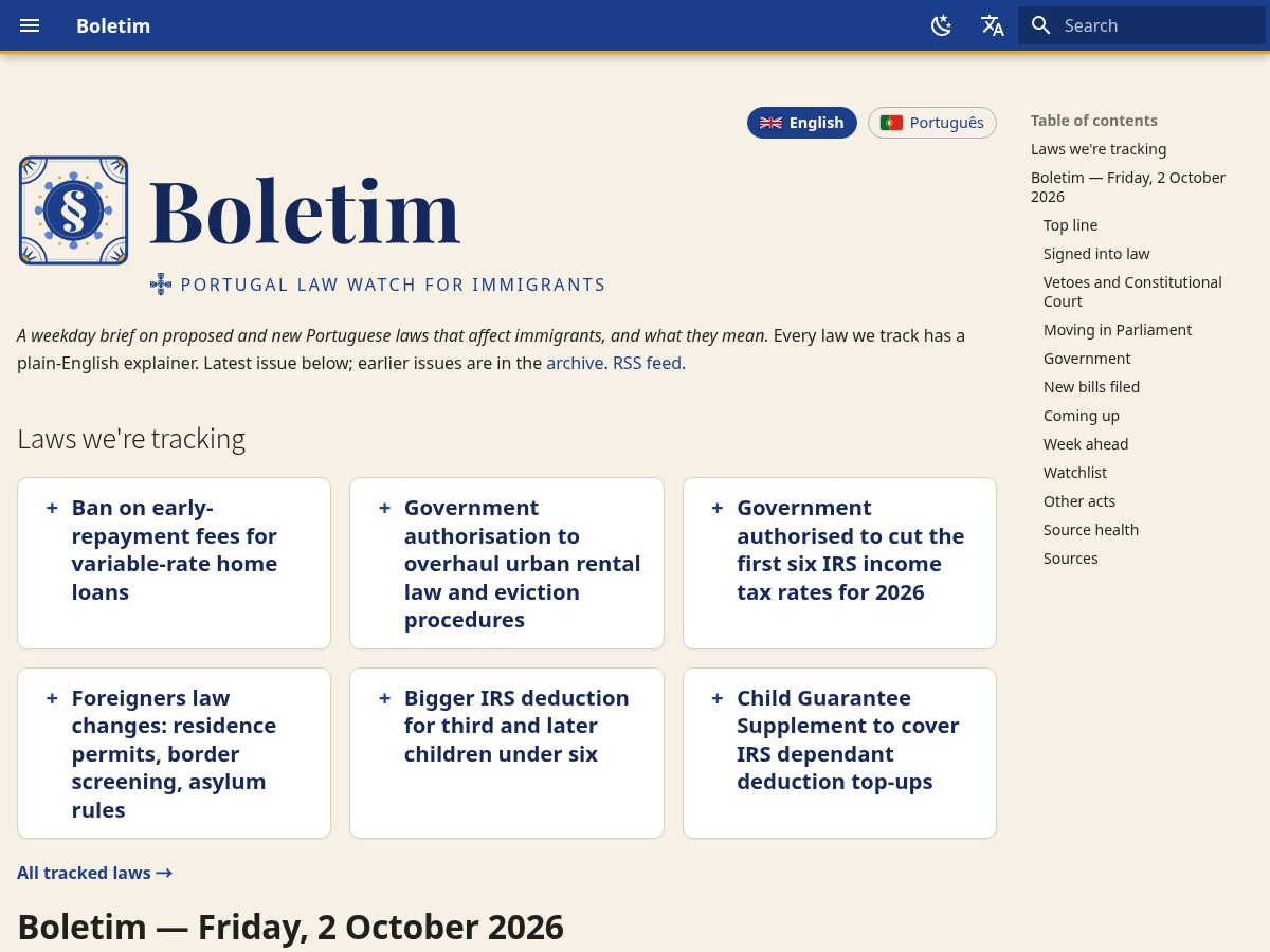 Landing-page snapshot of boletimpt.com