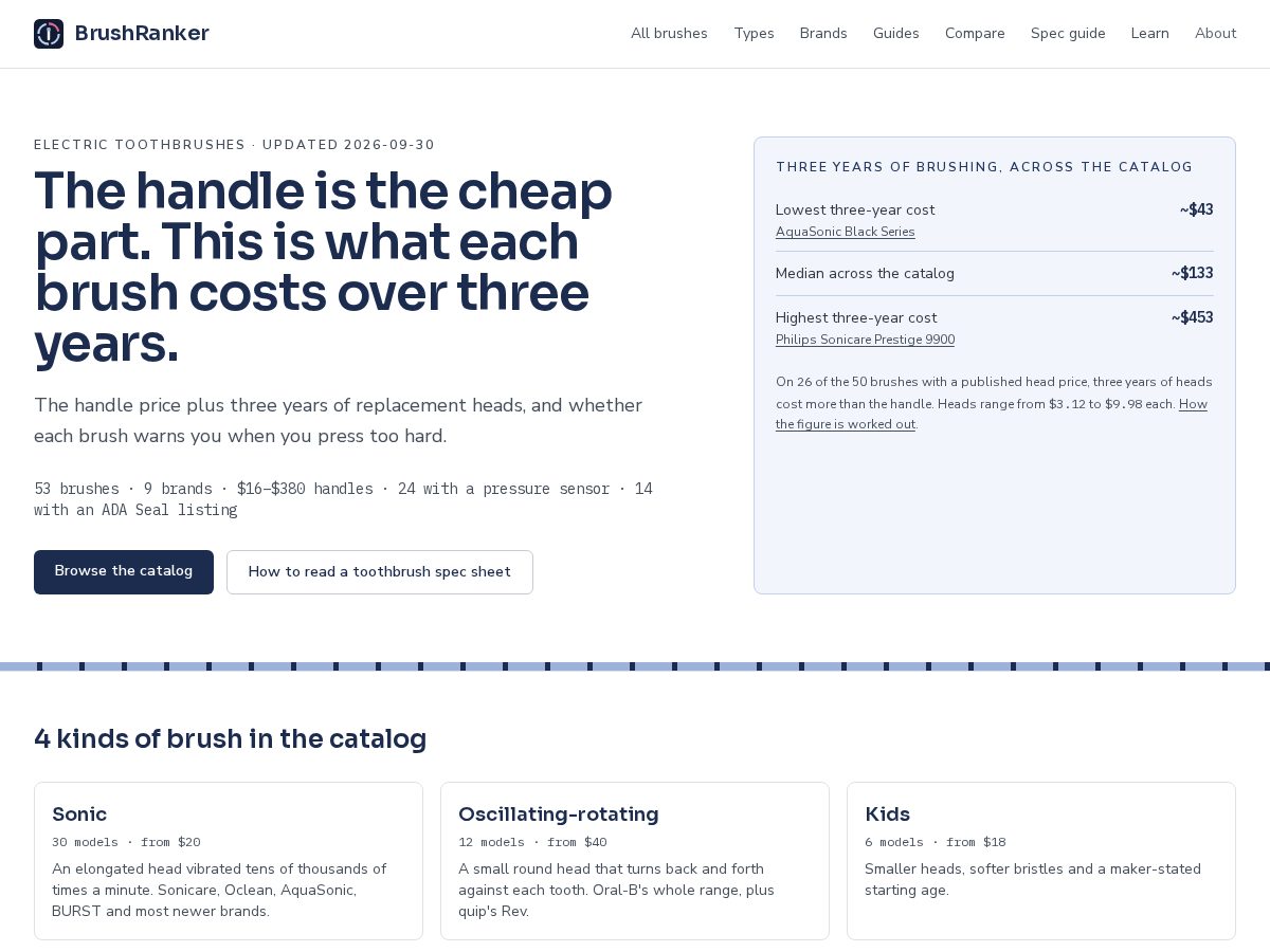 Landing-page snapshot of brushranker.com