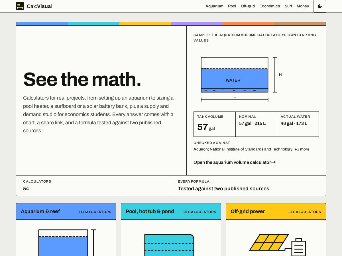 Landing-page snapshot of calcvisual.com