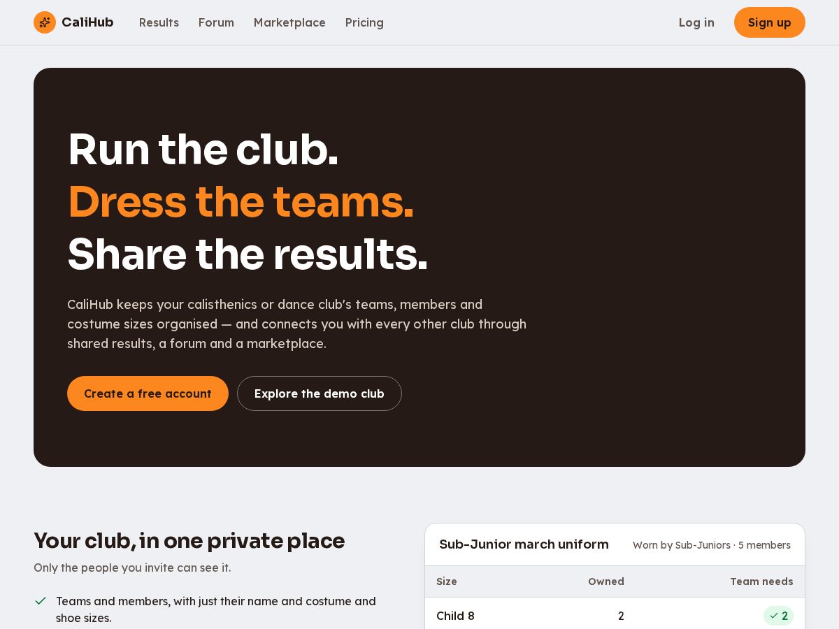 Landing-page snapshot of calihubtracker.com