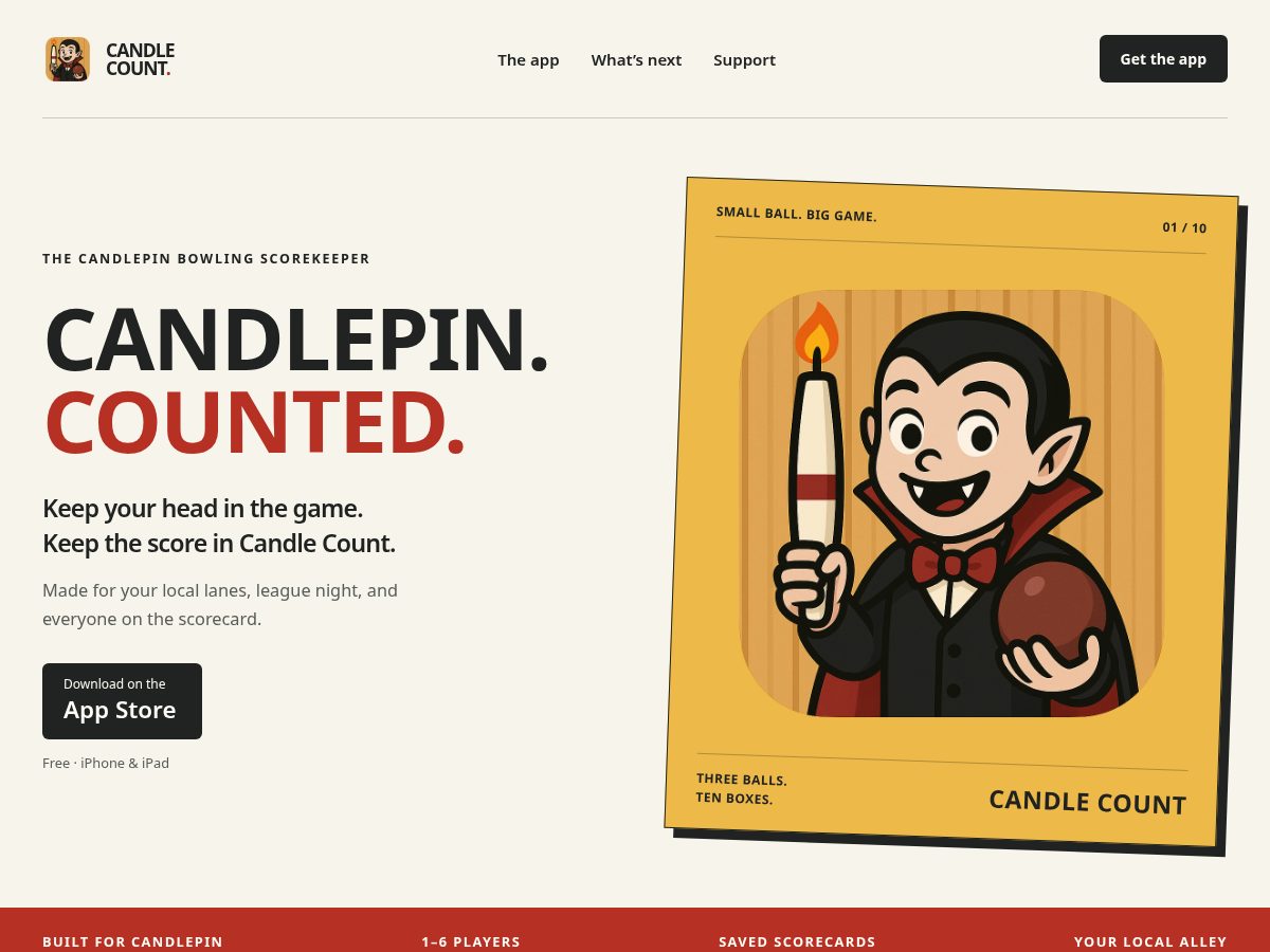 Landing-page snapshot of candlecountapp.com