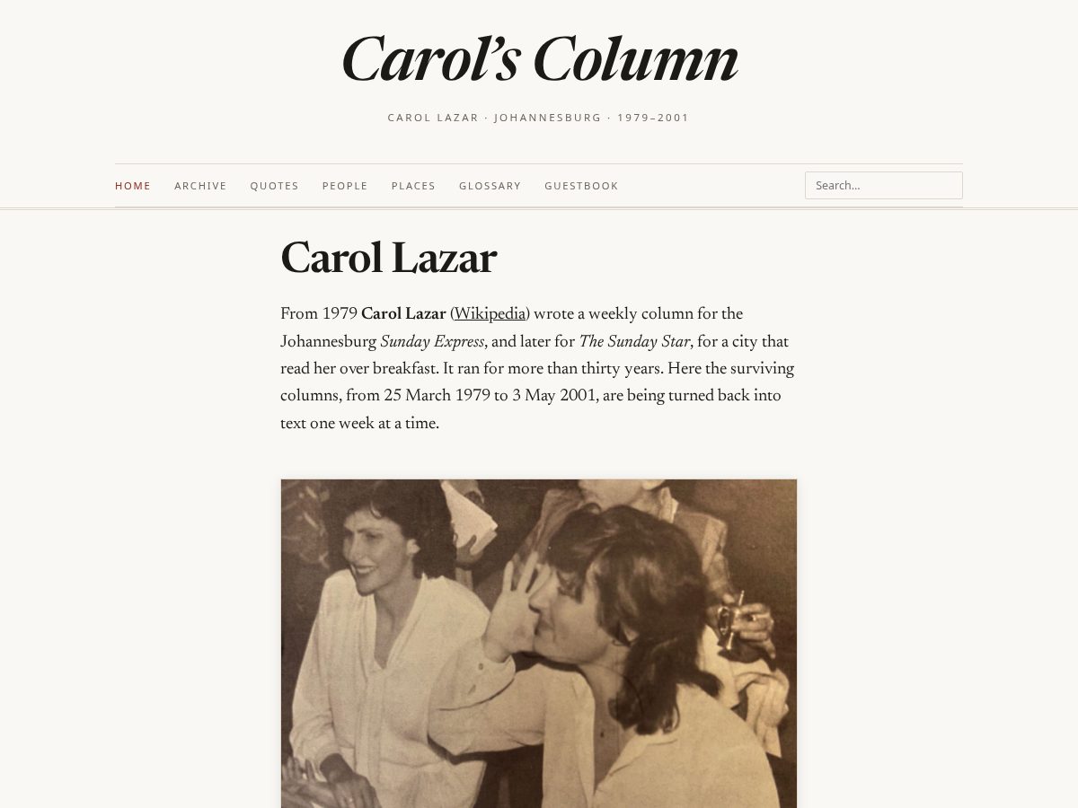 Landing-page snapshot of carollazar.com