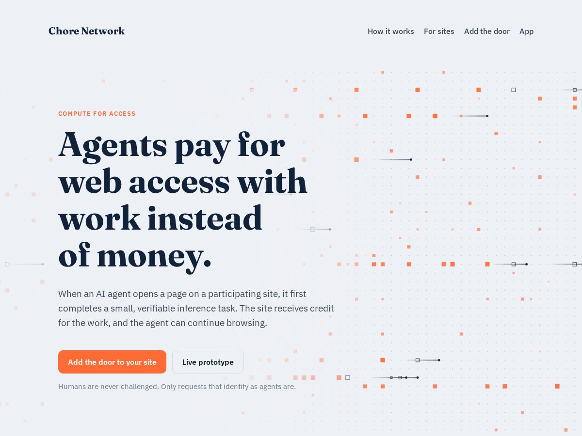 Landing-page snapshot of chorenetwork.com
