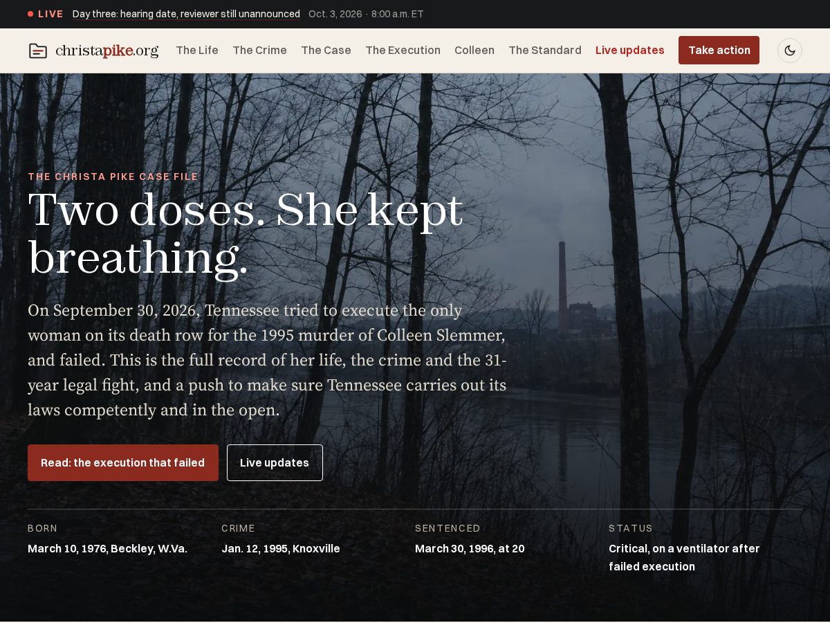 Landing-page snapshot of christapike.org