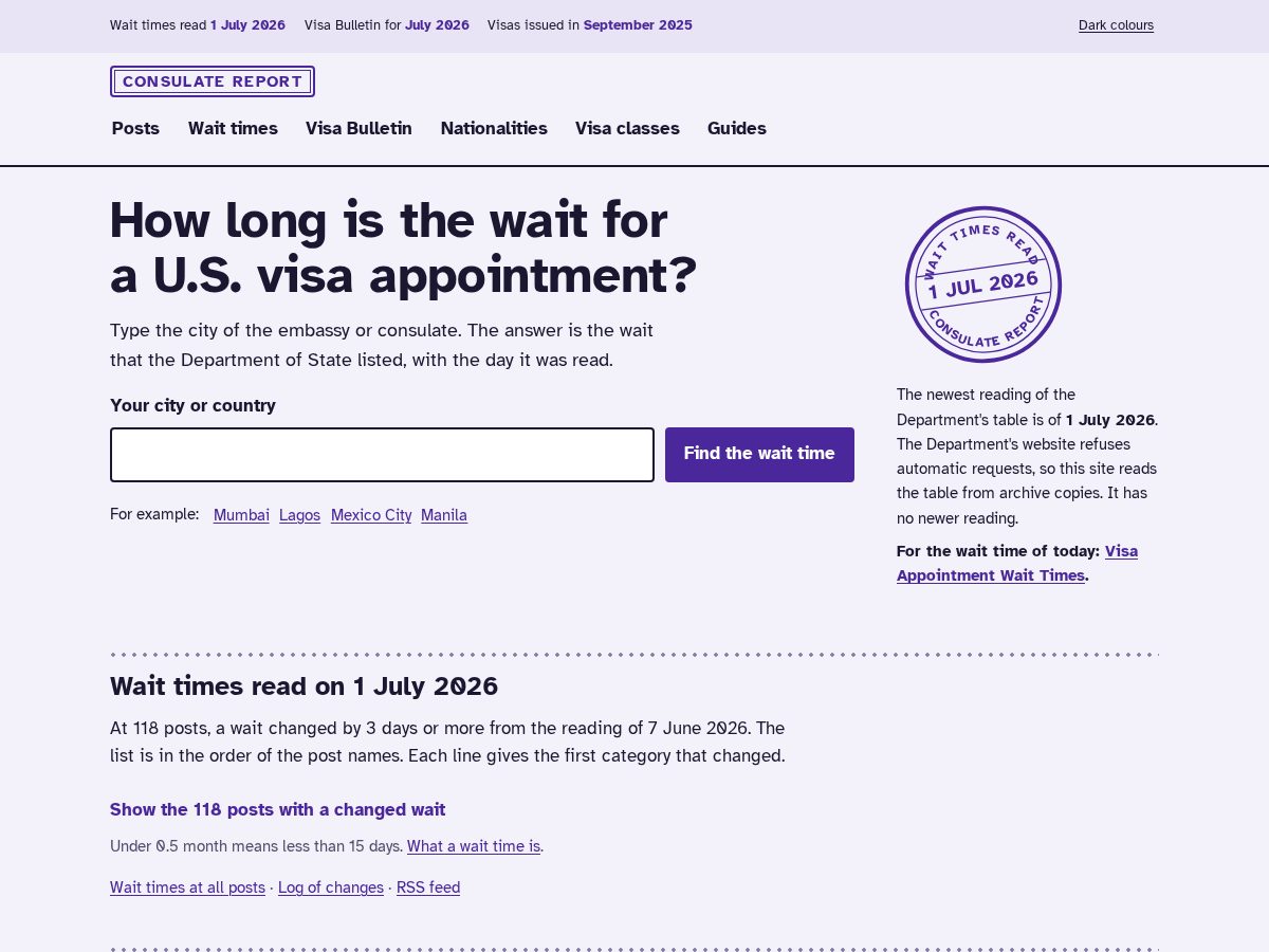 Landing-page snapshot of consulatereport.com