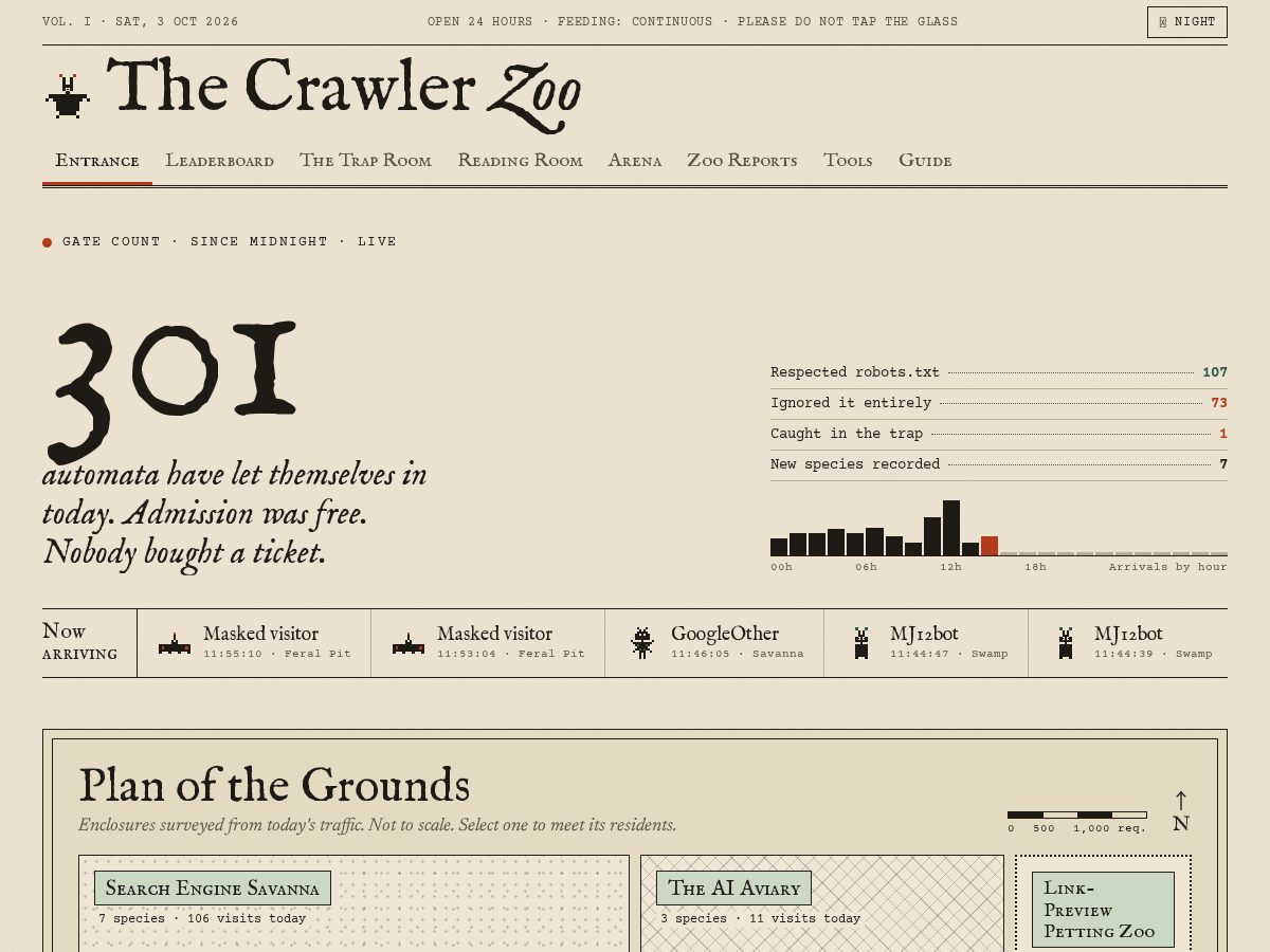 Landing-page snapshot of crawlerzoo.com