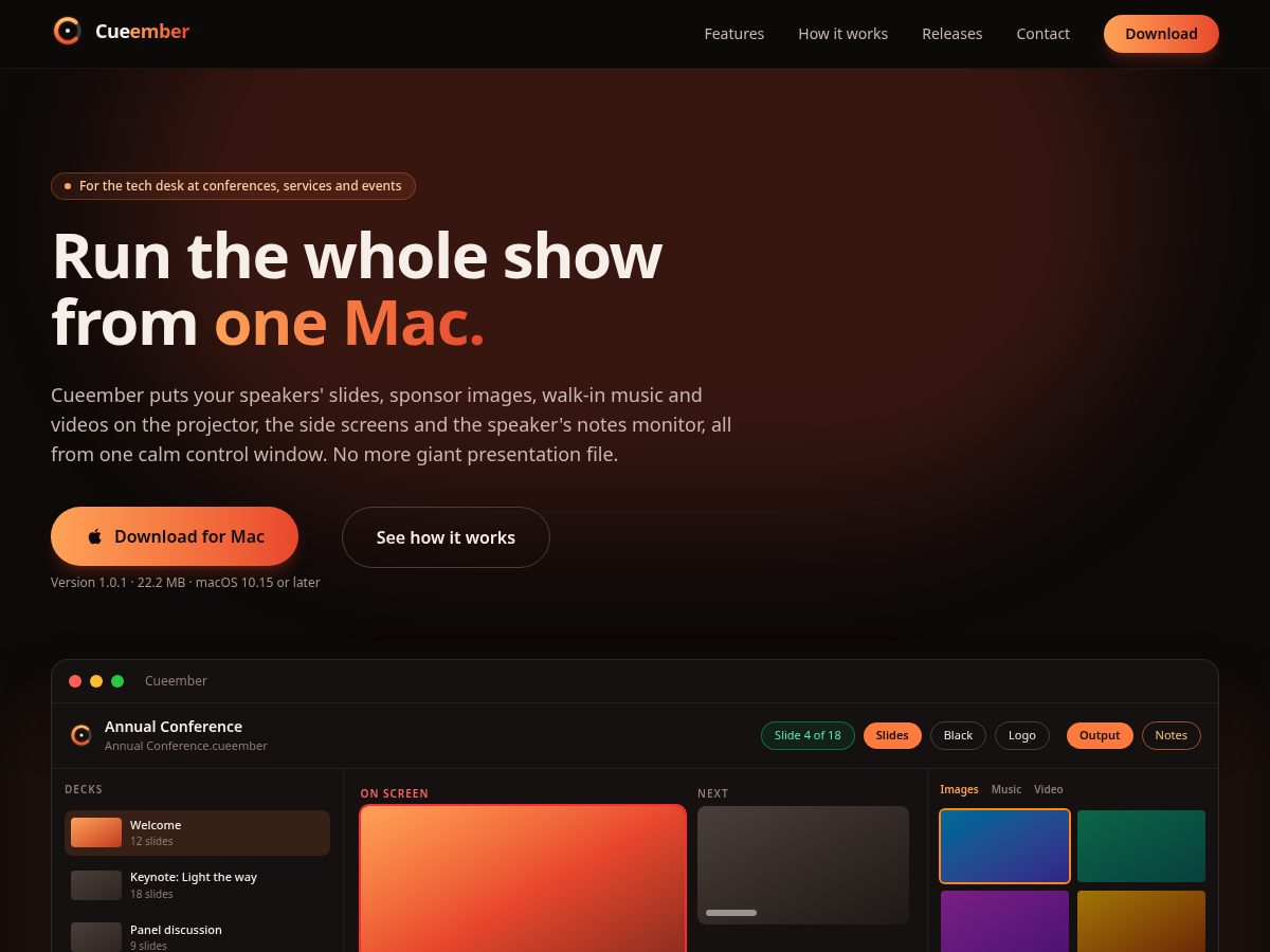 Landing-page snapshot of cueember.com