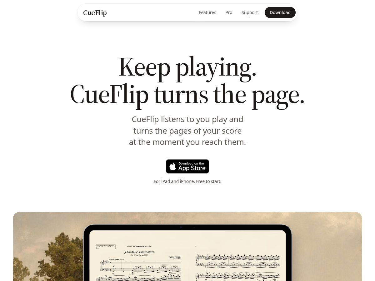 Landing-page snapshot of cueflip.com