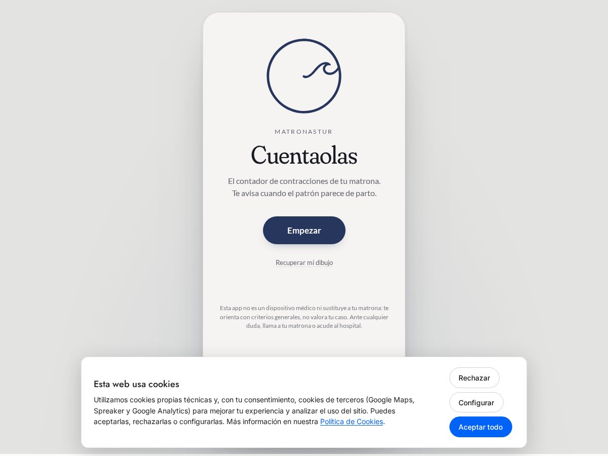 Landing-page snapshot of cuentaolas.com