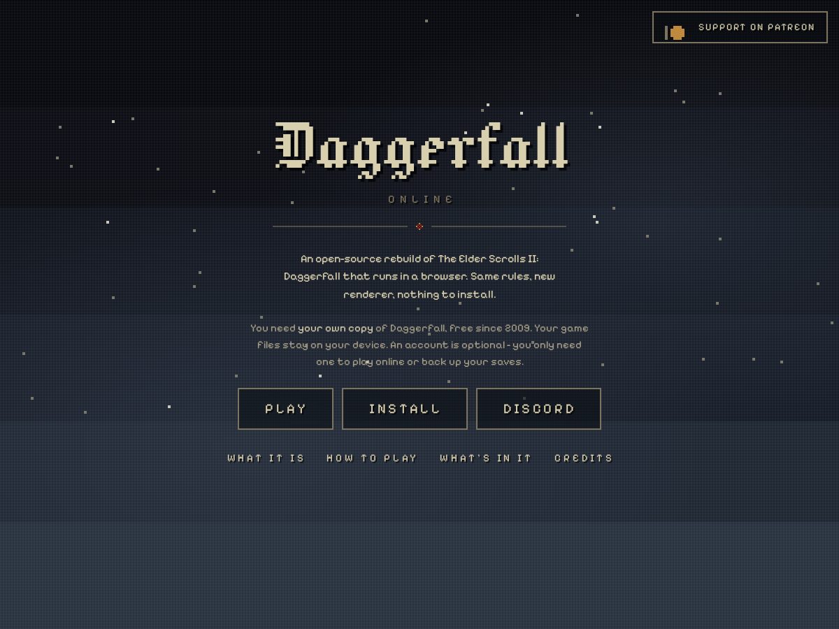 Landing-page snapshot of daggerfalljs.com