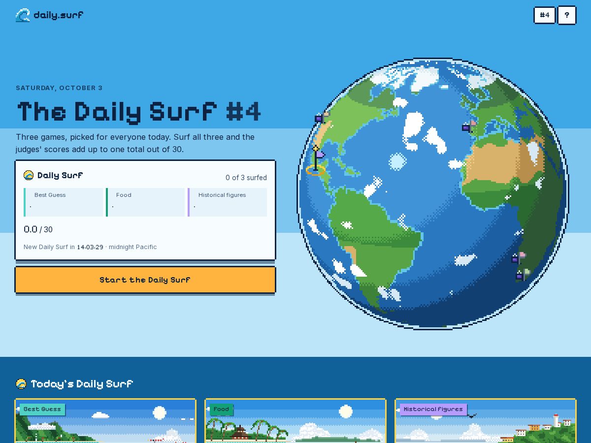 Landing-page snapshot of daily.surf