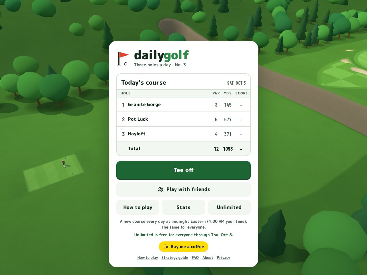 Landing-page snapshot of dailygolf.fun