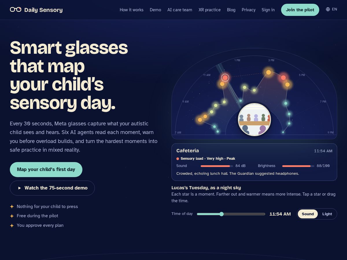 Landing-page snapshot of dailysensory.com