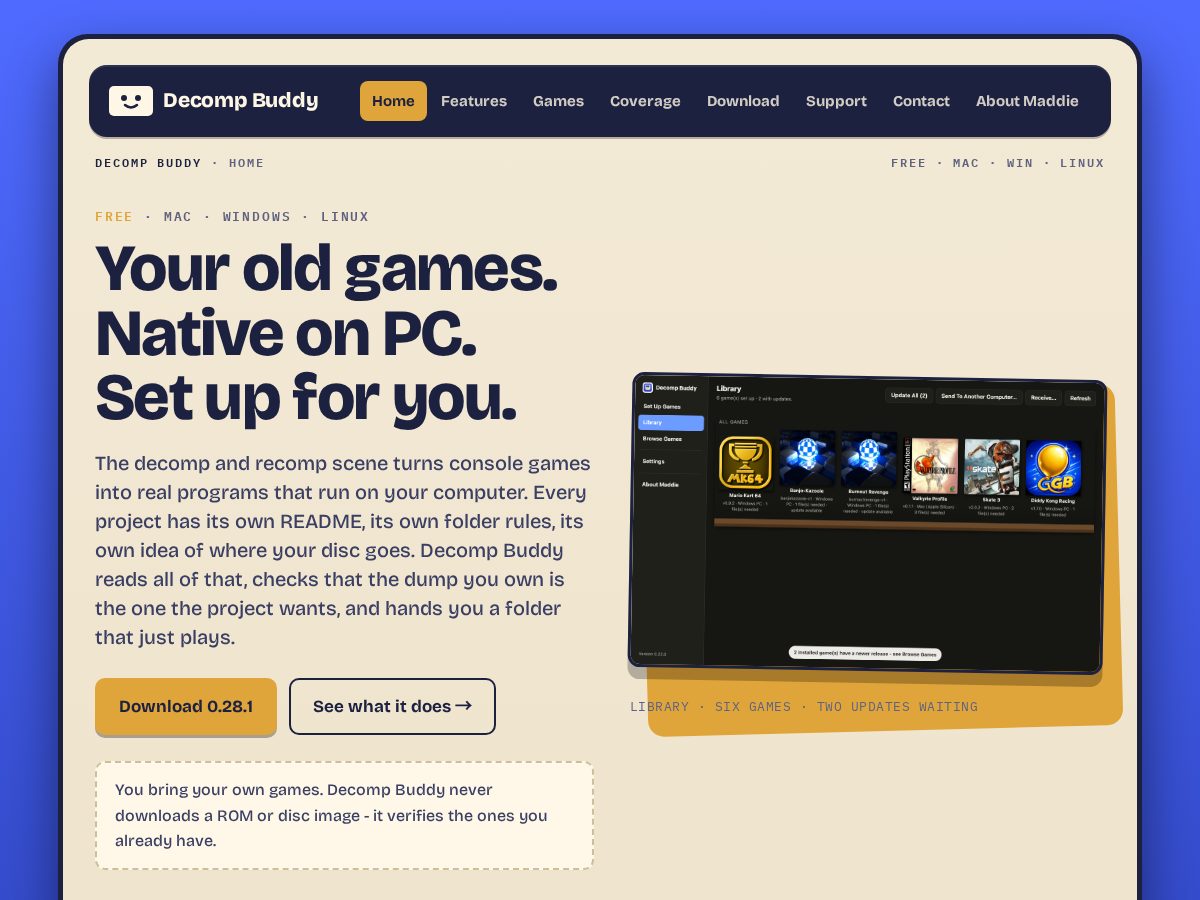 Landing-page snapshot of decompbuddy.com