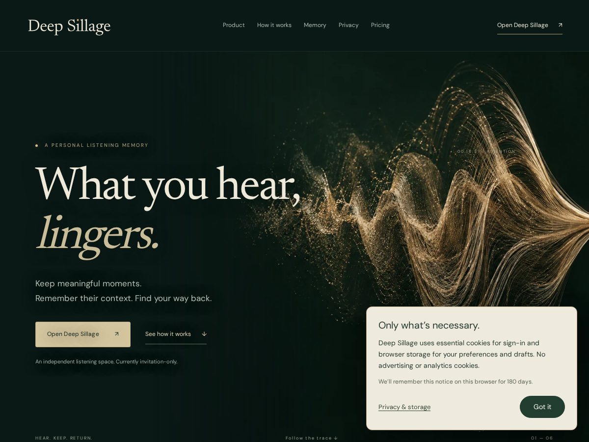 Landing-page snapshot of deepsillage.com