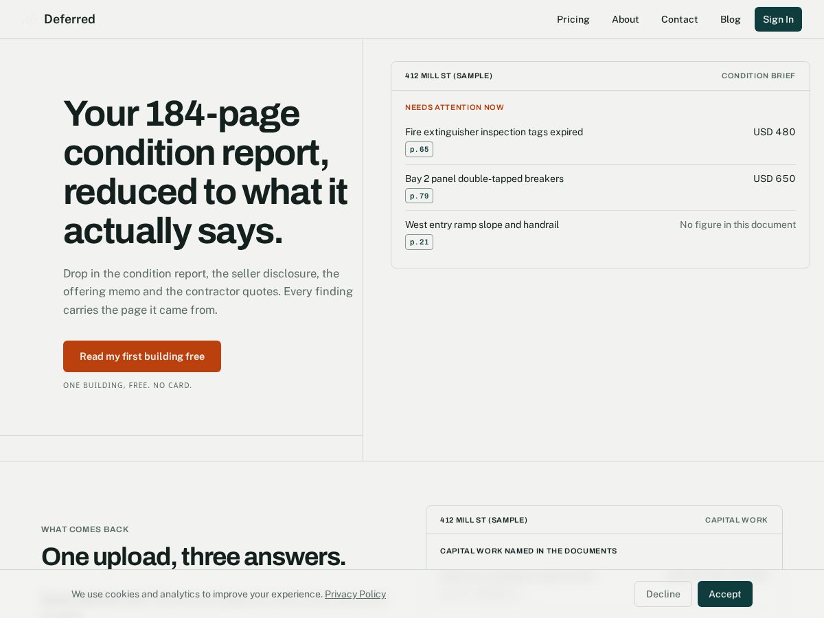 Landing-page snapshot of deferred.online