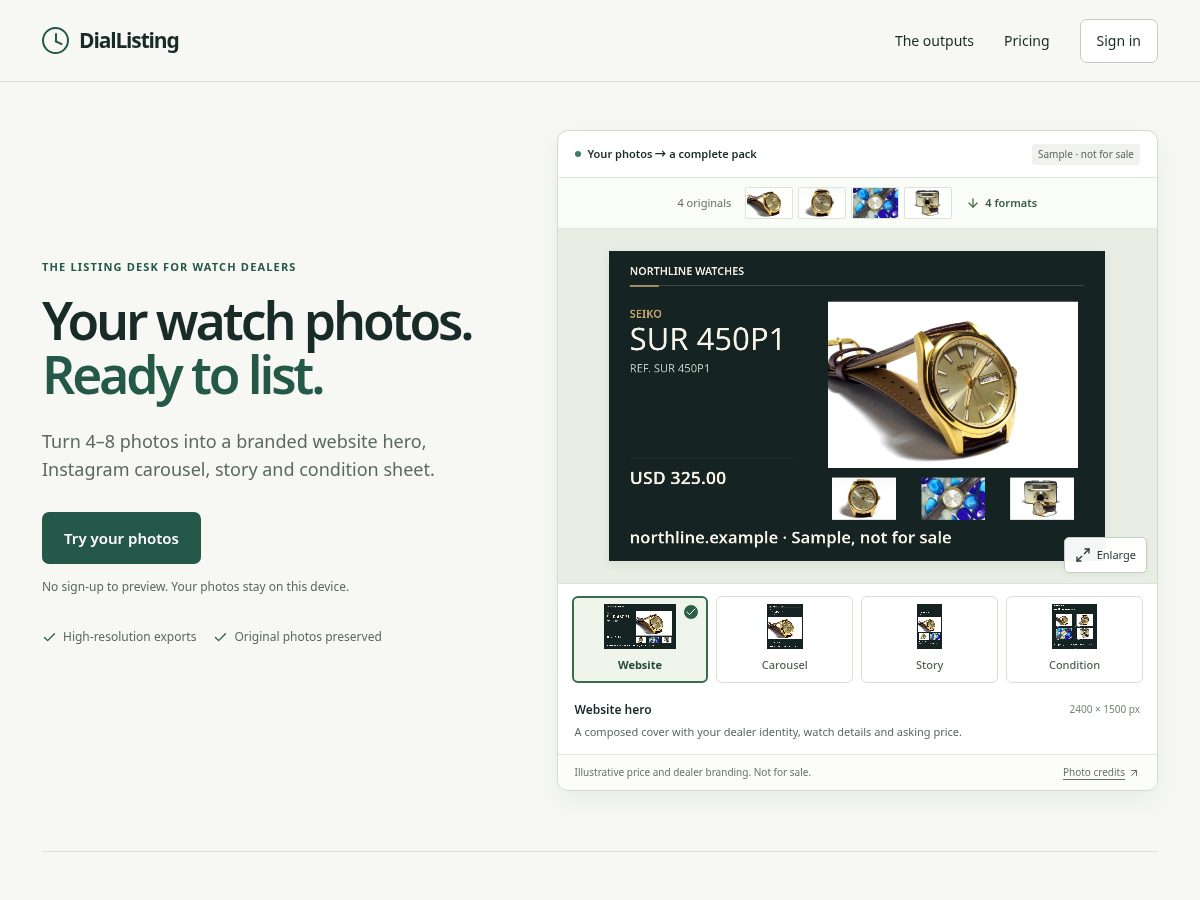 Landing-page snapshot of diallisting.com
