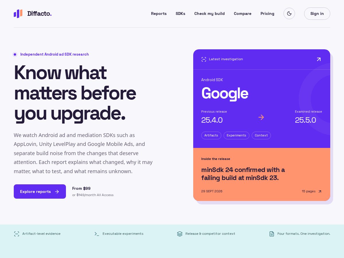Landing-page snapshot of diffacto.com