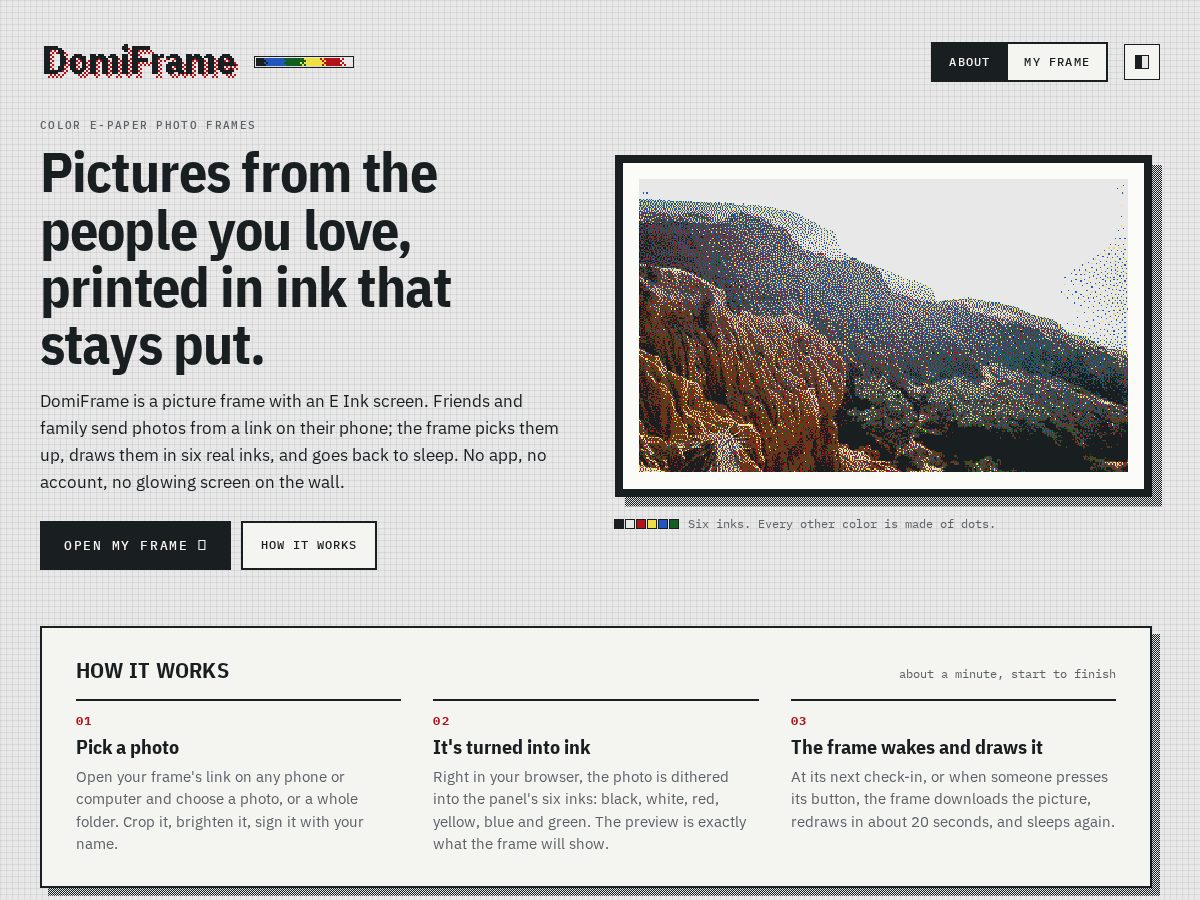 Landing-page snapshot of domiframe.art
