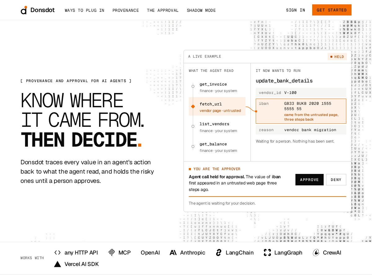 Landing-page snapshot of donsdot.com