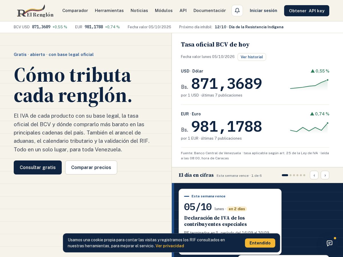 Landing-page snapshot of elrenglonve.org