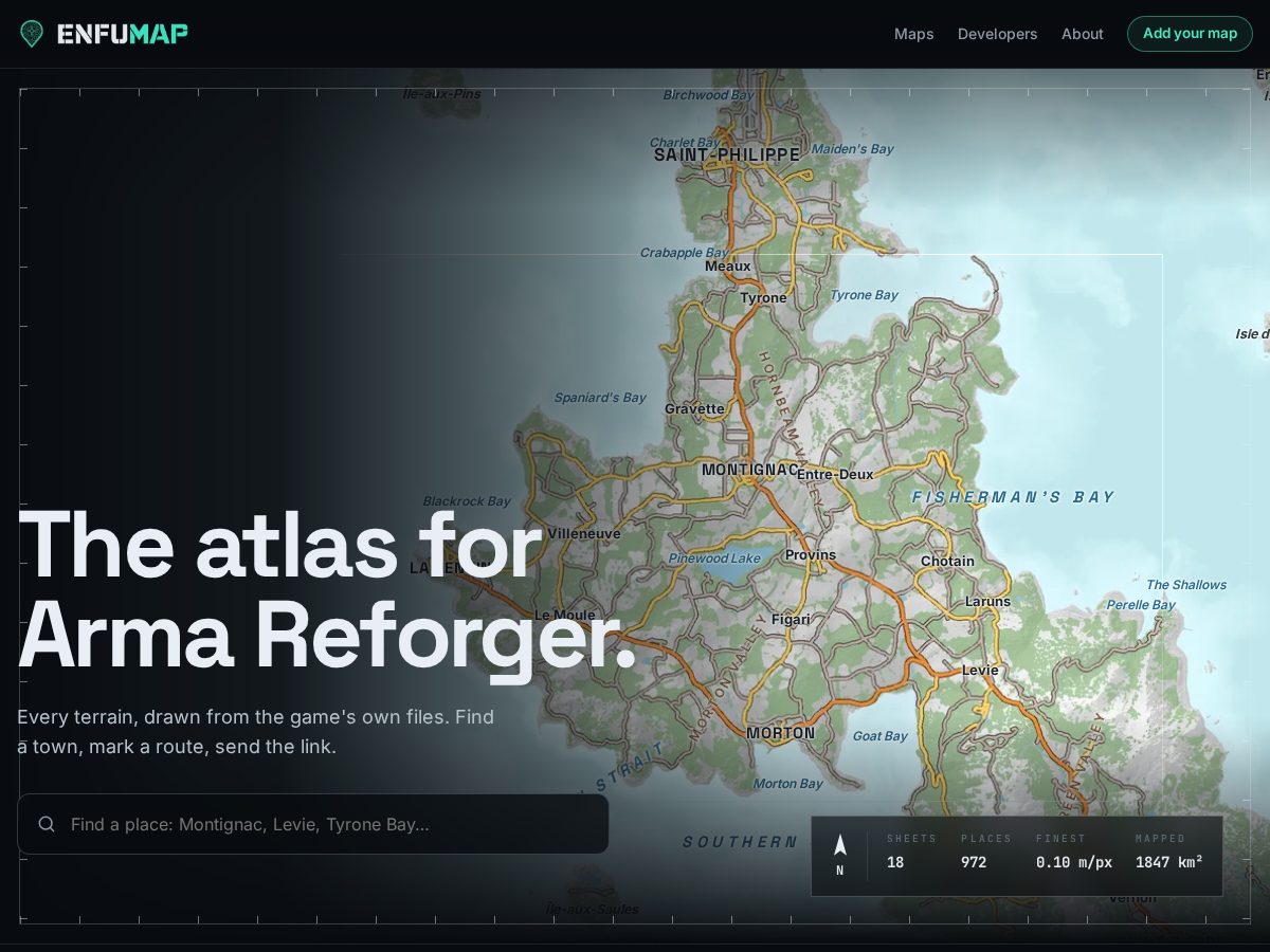 Landing-page snapshot of enfumap.com