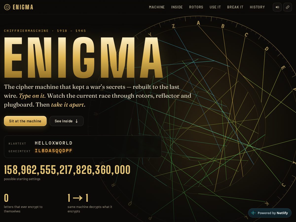 Landing-page snapshot of enigmasim.fun
