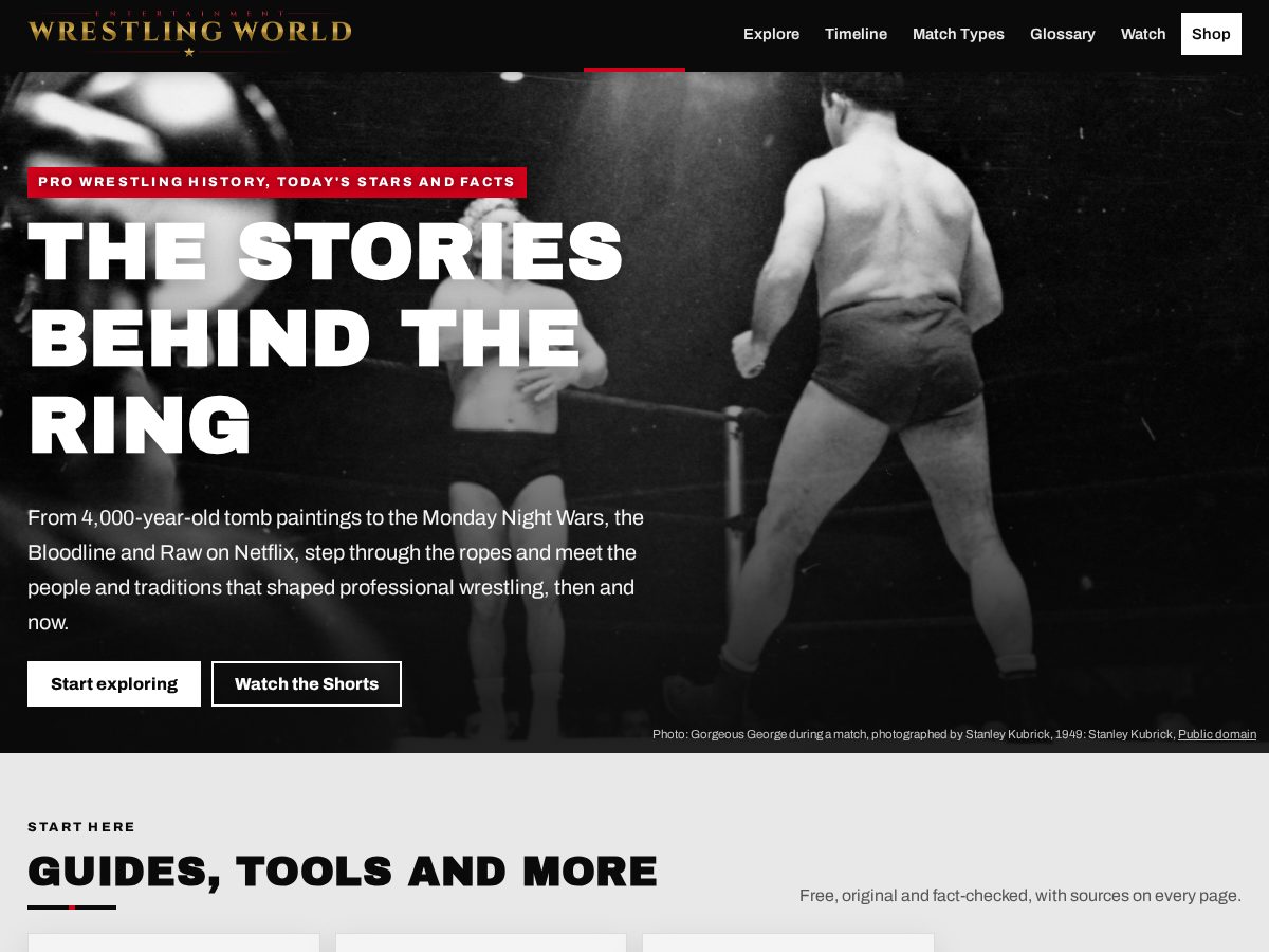 Landing-page snapshot of entertainmentwrestlingworld.com