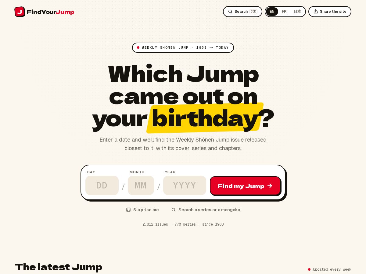 Landing-page snapshot of findyourjump.com