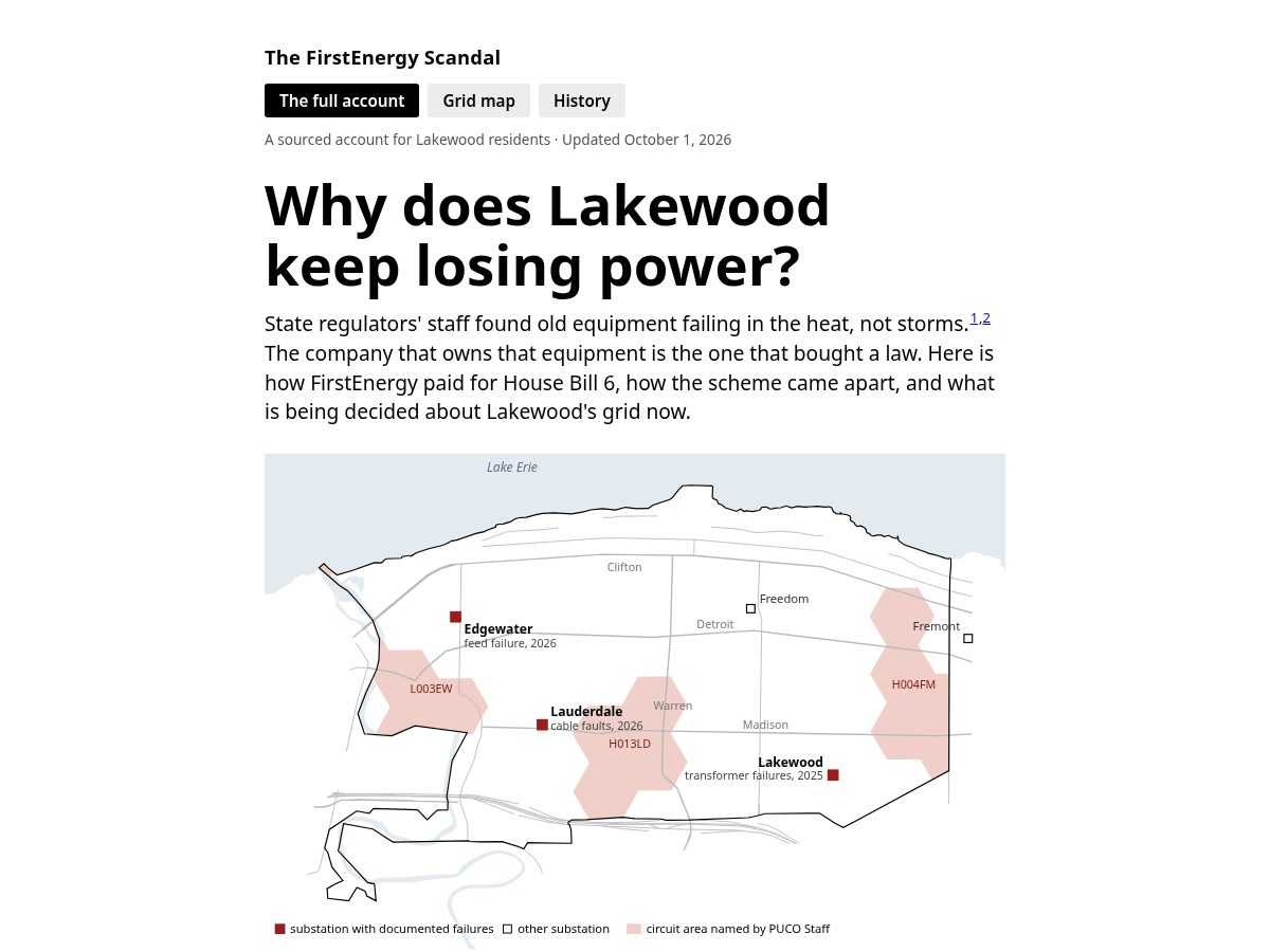Landing-page snapshot of firstenergyscandal.com