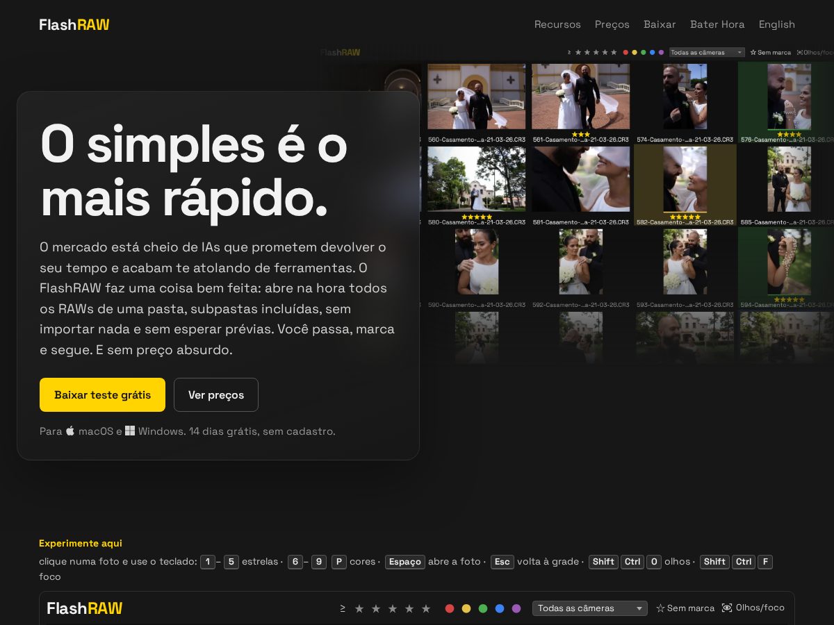 Landing-page snapshot of flashraw.app
