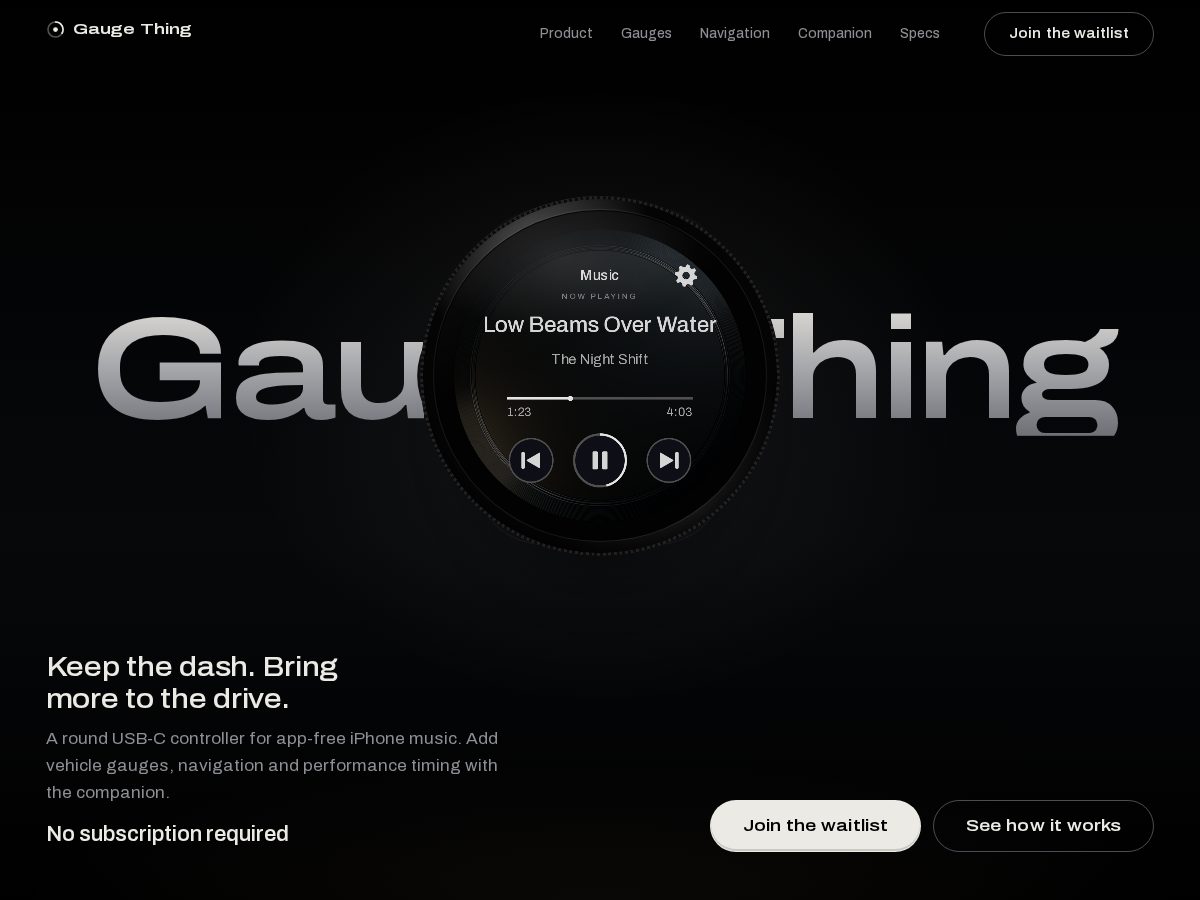 Landing-page snapshot of gaugething.com