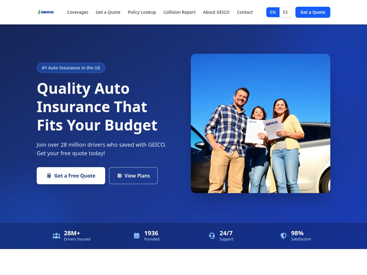 Landing-page snapshot of geicon.net