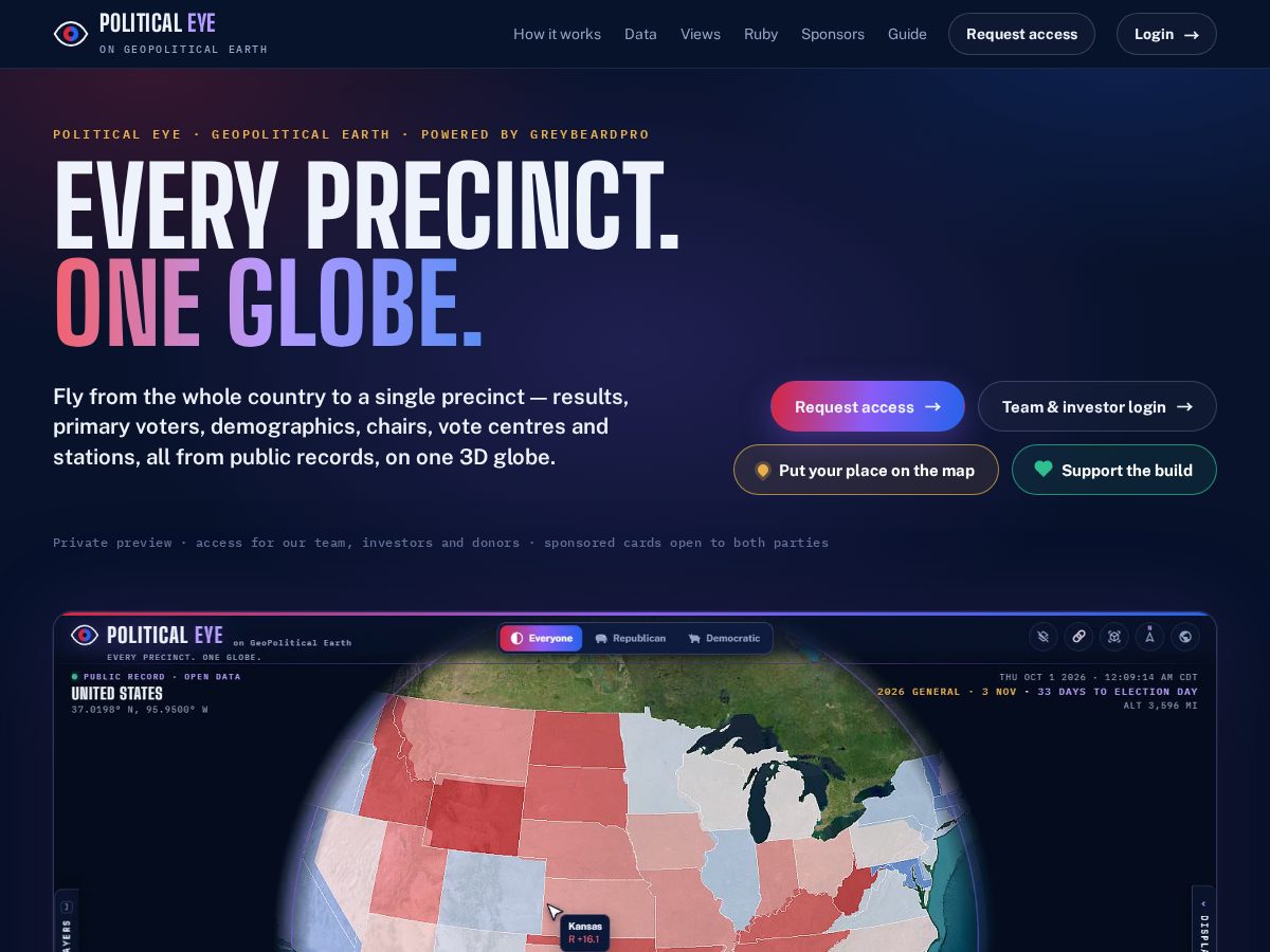 Landing-page snapshot of geopoliticalearth.com