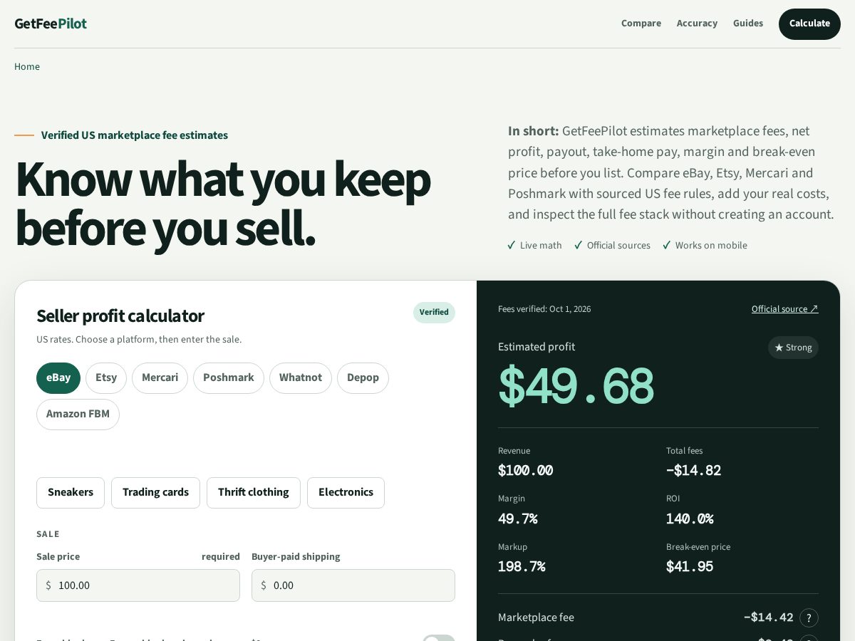 Landing-page snapshot of getfeepilot.com