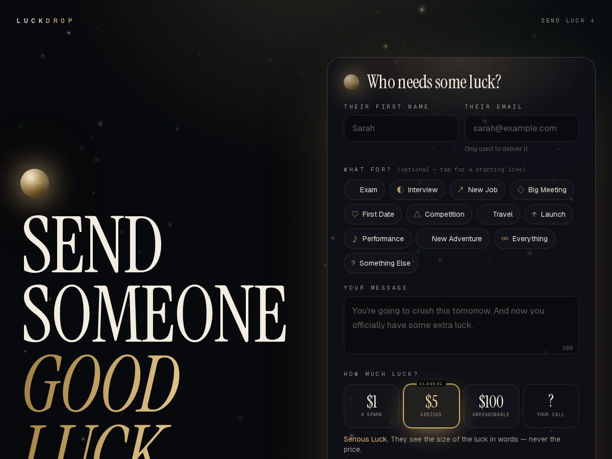 Landing-page snapshot of getluckdrop.com