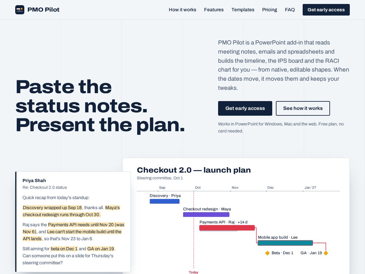 Landing-page snapshot of getpmopilot.com