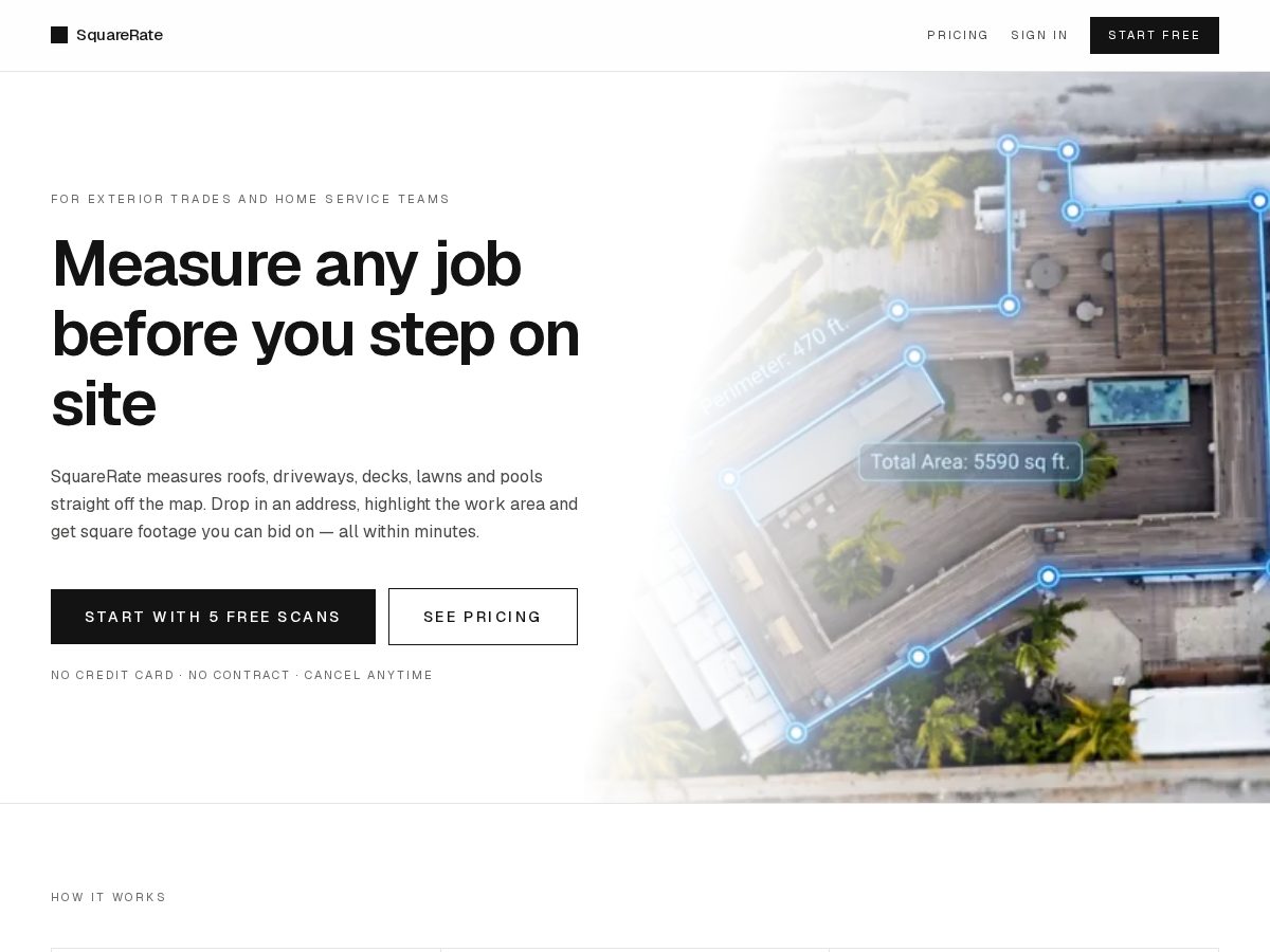 Landing-page snapshot of getsquarerate.com