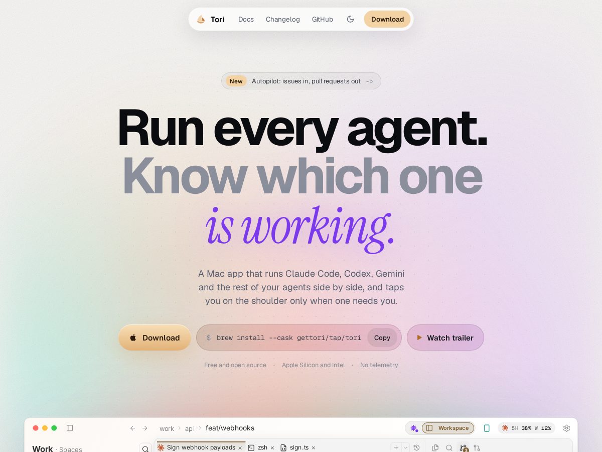 Landing-page snapshot of gettori.app