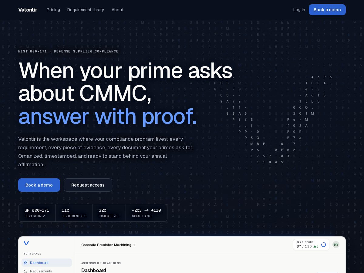 Landing-page snapshot of getvalontir.com