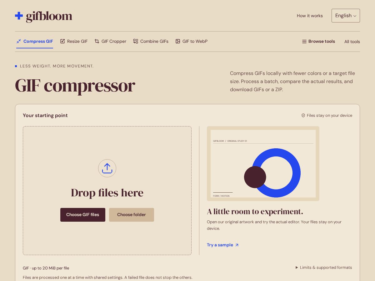 Landing-page snapshot of gifbloom.com