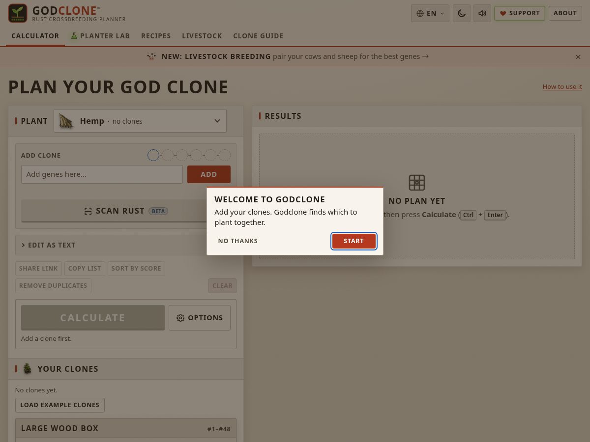 Landing-page snapshot of godclone.app