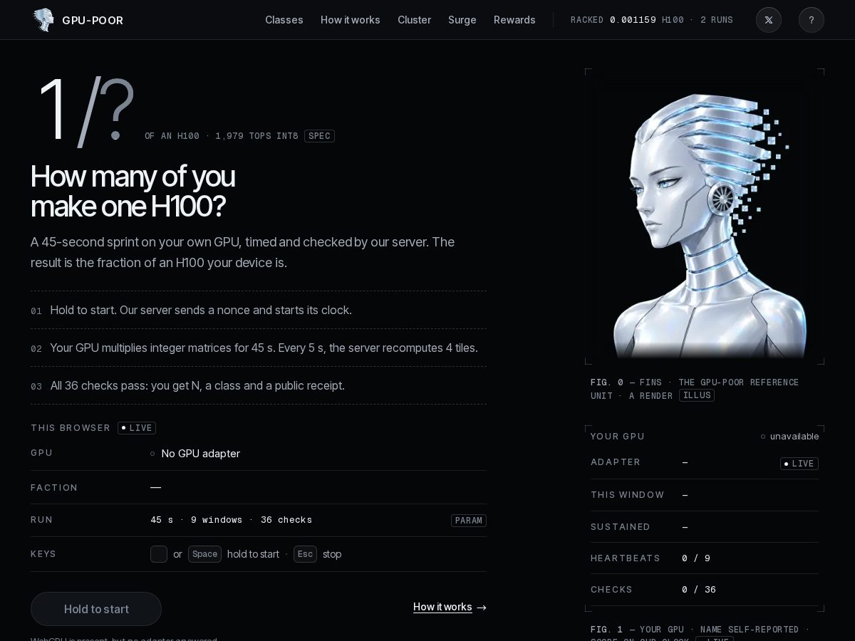 Landing-page snapshot of gpupoor.app