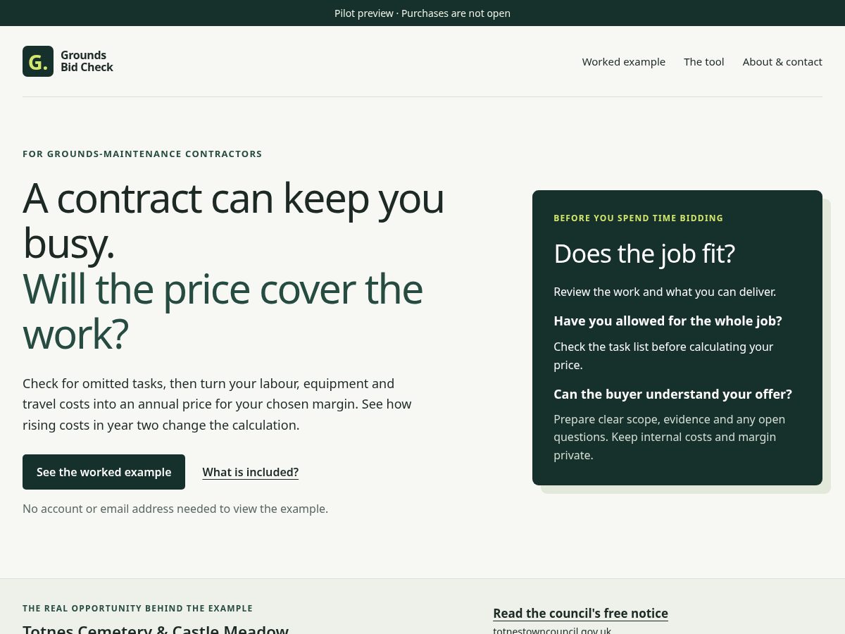 Landing-page snapshot of groundsbidcheck.com