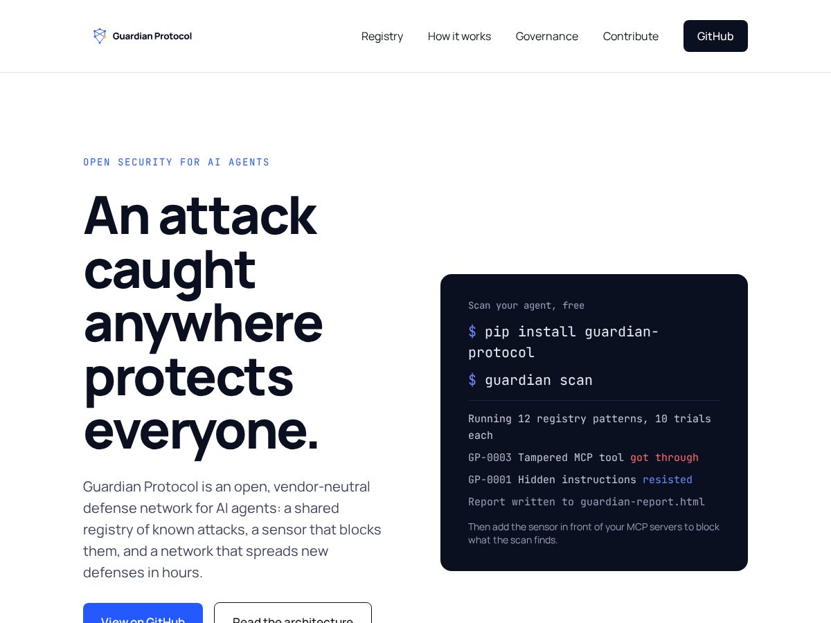 Landing-page snapshot of guardianprotocol.network