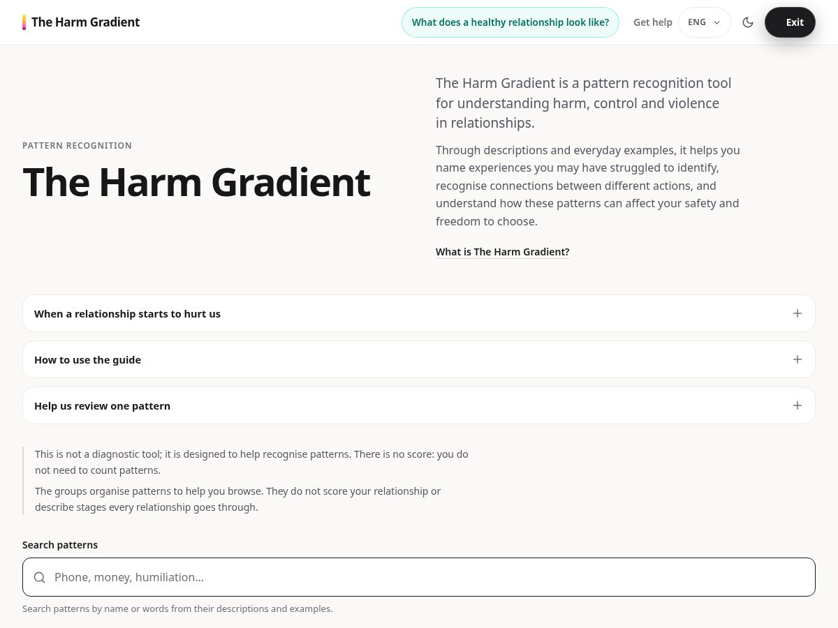 Landing-page snapshot of harmgradient.app